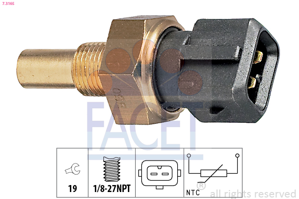 Sensore, temperatura refrigerante FACET 7.3165