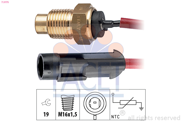 Sensore, temperatura refrigerante FACET 7.3175