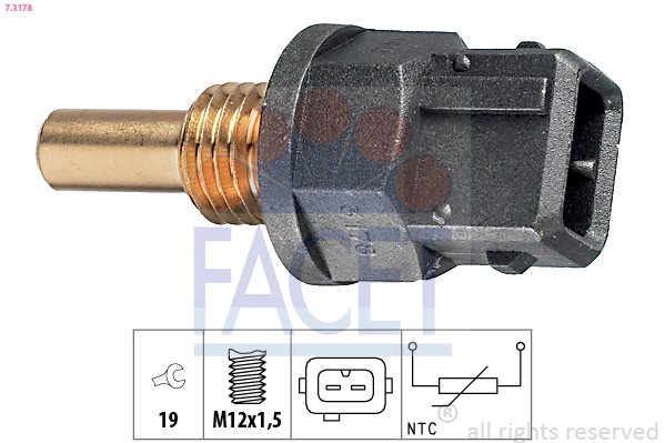 Sensore, temperatura refrigerante FACET 7.3178