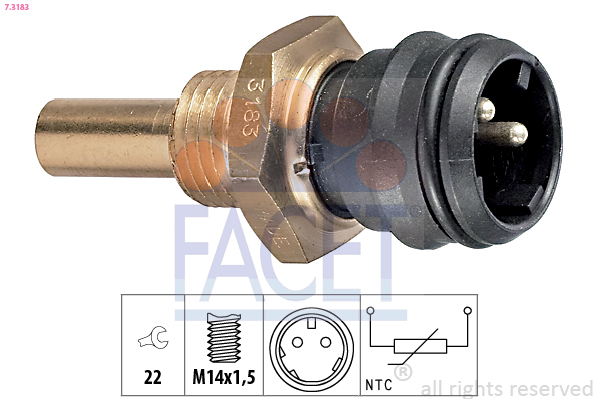 Sensore, temperatura refrigerante FACET 7.3183