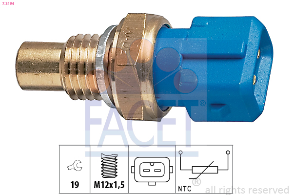 Sensore, temperatura refrigerante FACET 7.3194