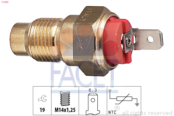 Sensore, temperatura refrigerante FACET 7.3203