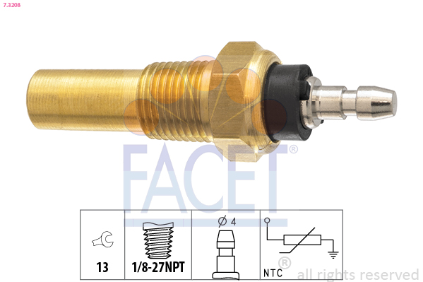 Sensore, temperatura refrigerante FACET 7.3208