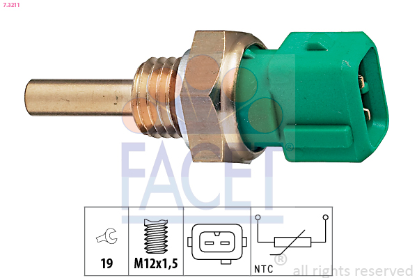 Sensore, temperatura refrigerante FACET 7.3211