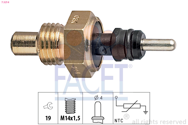 Sensore, temperatura refrigerante FACET 7.3214