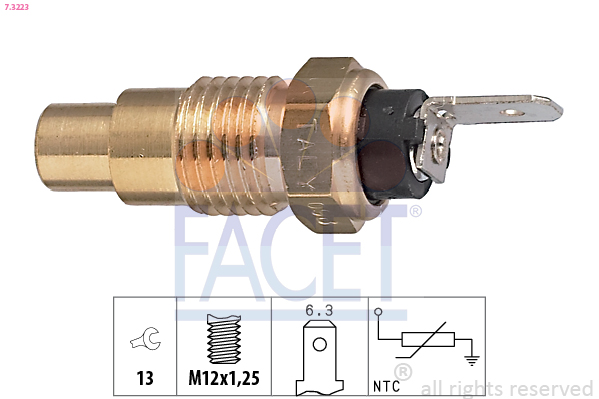 Sensore, temperatura refrigerante FACET 7.3223