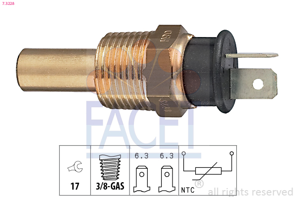 Sensore, temperatura refrigerante FACET 7.3228