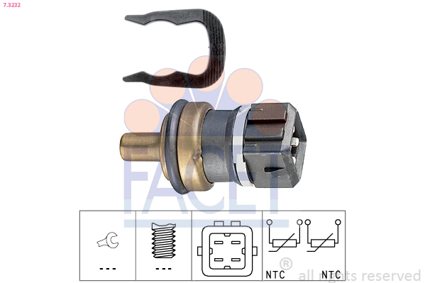 Sensore, temperatura refrigerante FACET 7.3232