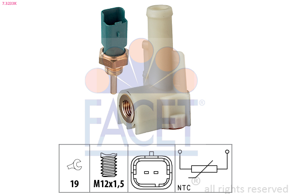 Sensore, temperatura refrigerante FACET 7.3233K