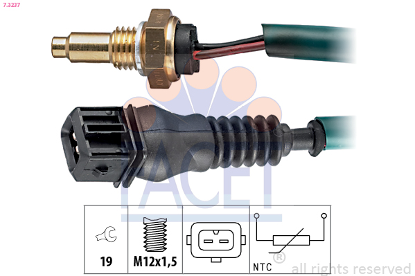 Sensore, temperatura refrigerante FACET 7.3237