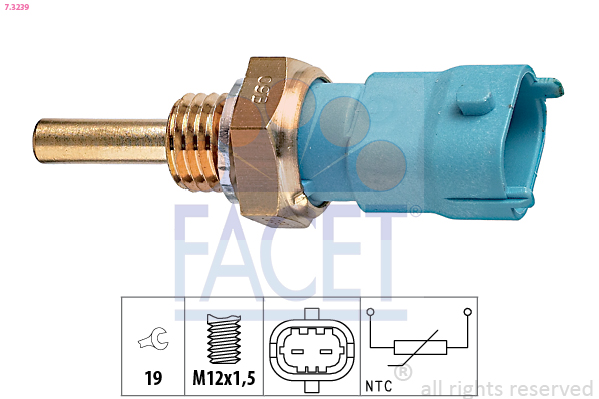 Sensore, temperatura refrigerante FACET 7.3239