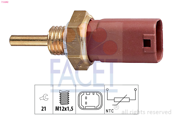 Sensore, temperatura refrigerante FACET 7.3242
