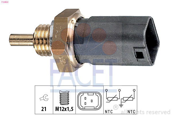 Sensore, temperatura refrigerante FACET 7.3252