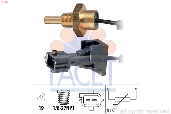 Sensore, temperatura refrigerante FACET 7.3253