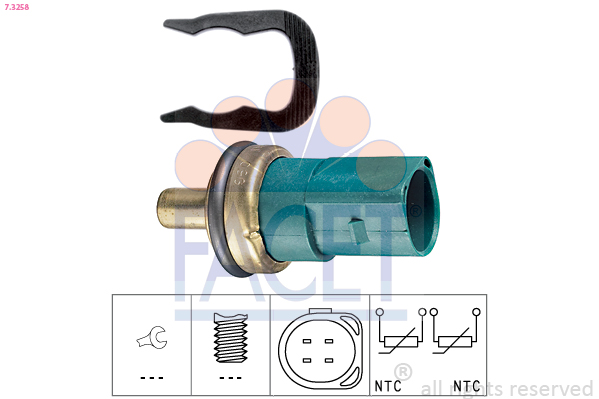 Sensore, temperatura refrigerante FACET 7.3258