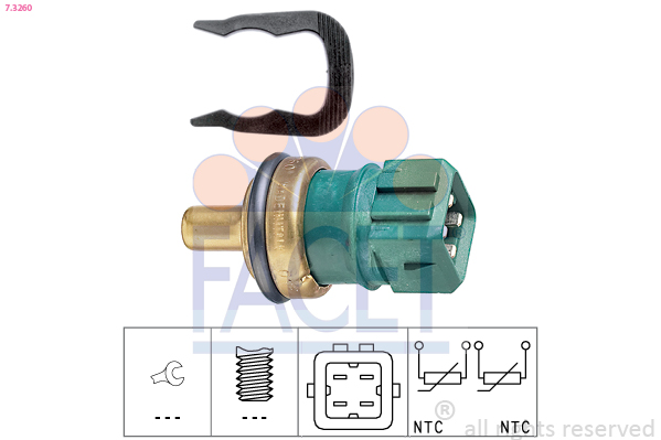 Sensore, temperatura refrigerante FACET 7.3260