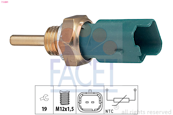 Sensore, temperatura refrigerante FACET 7.3261