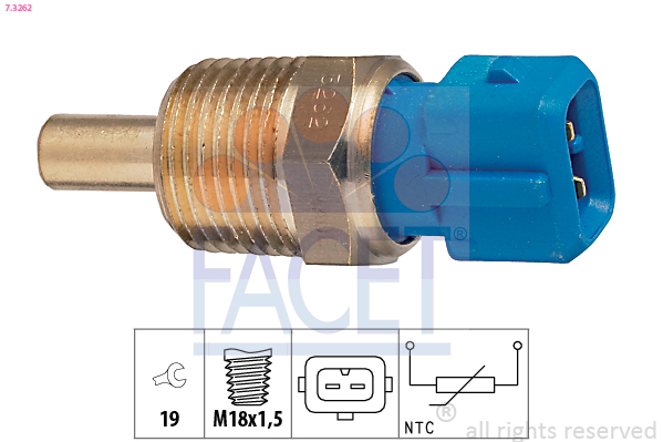 Sensore, temperatura refrigerante FACET 7.3262