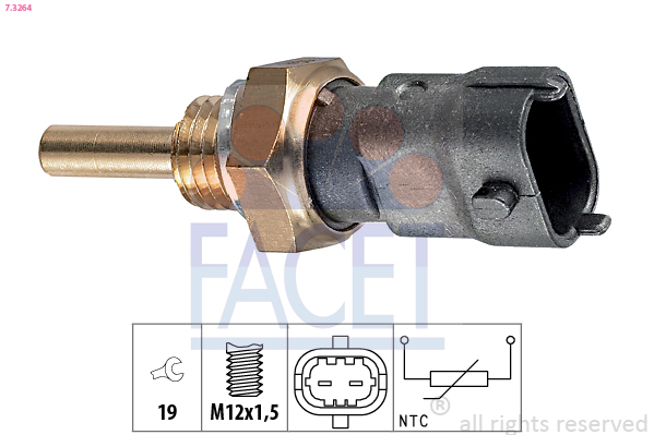 Sensore, temperatura refrigerante FACET 7.3264
