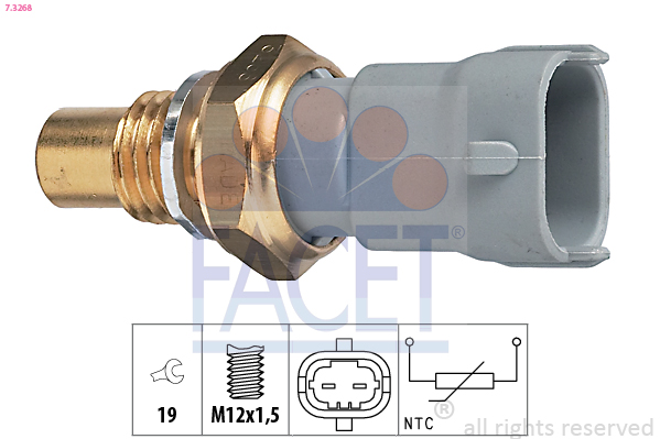 Sensore, temperatura refrigerante FACET 7.3268
