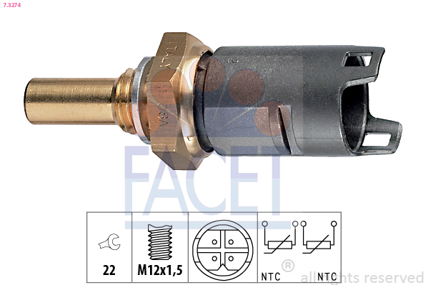 Sensore, temperatura refrigerante FACET 7.3274