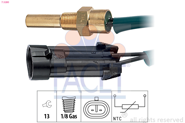 Sensore, temperatura refrigerante FACET 7.3280