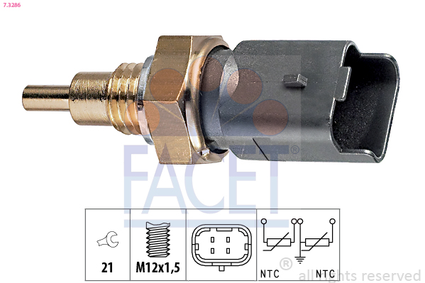 Sensore, temperatura refrigerante FACET 7.3286