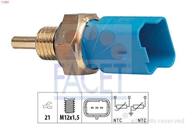 Sensore, temperatura refrigerante FACET 7.3291