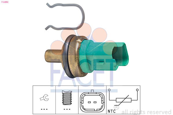 Sensore, temperatura refrigerante FACET 7.3292