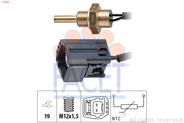 Sensore, temperatura refrigerante FACET 7.3304