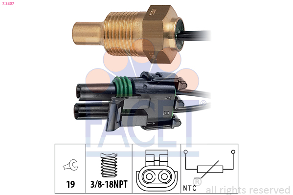Sensore, temperatura refrigerante FACET 7.3307