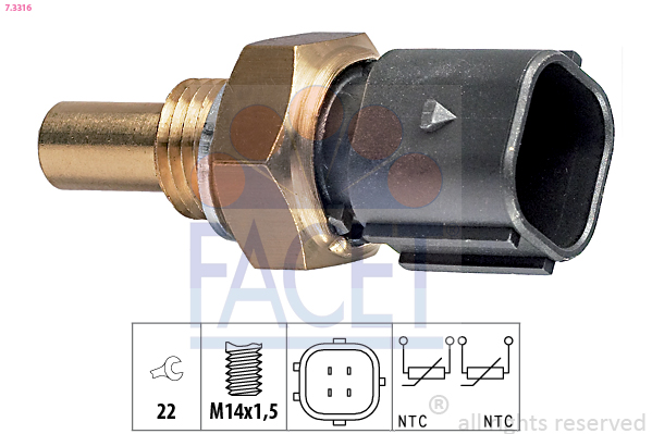 Sensore, temperatura refrigerante FACET 7.3316