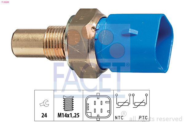 Sensore, temperatura refrigerante FACET 7.3320