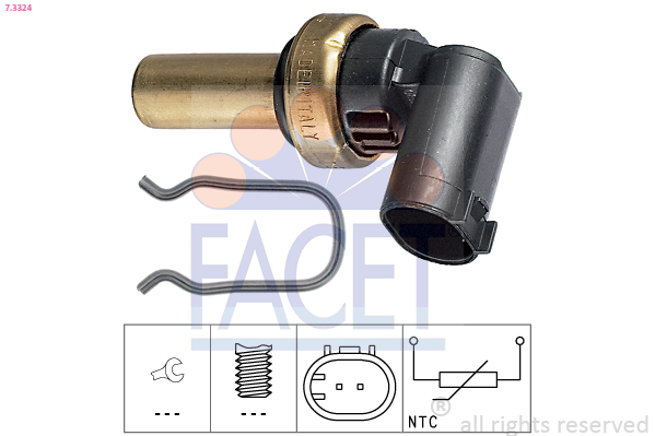Sensore, temperatura refrigerante FACET 7.3324