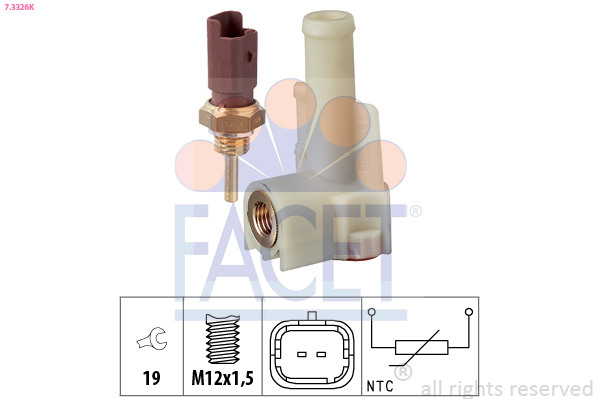 Sensore, temperatura refrigerante FACET 7.3326K