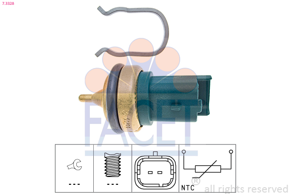 Sensore, temperatura refrigerante FACET 7.3328