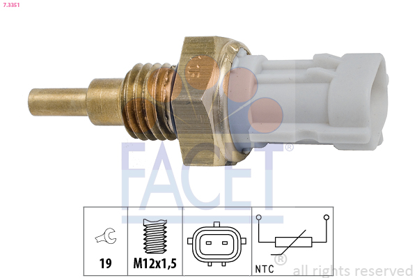Sensore, temperatura refrigerante FACET 7.3351