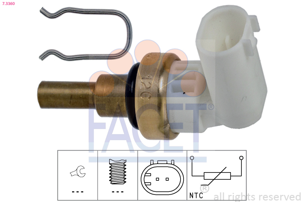 Sensore, temperatura refrigerante FACET 7.3360