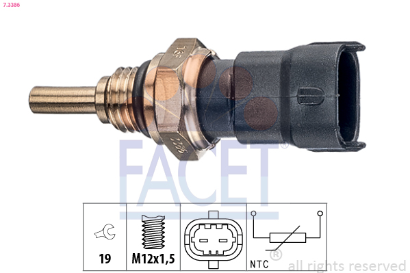 Sensore, temperatura refrigerante FACET 7.3386