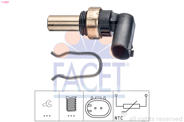 Sensore, temperatura refrigerante FACET 7.3387