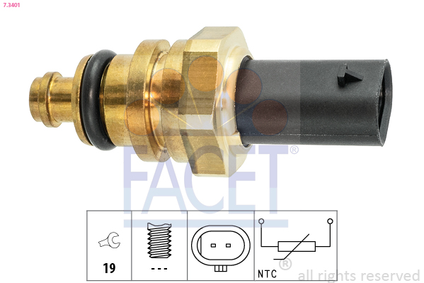Sensore, temperatura refrigerante FACET 7.3401
