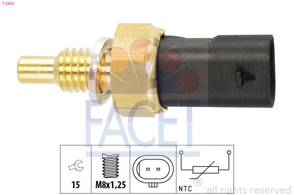 Sensore, temperatura refrigerante FACET 7.3403