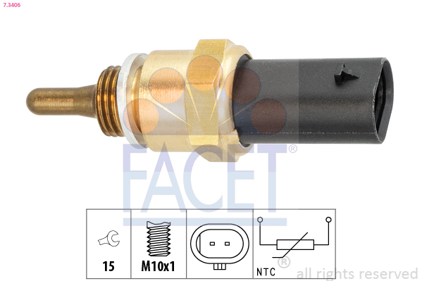 Sensore, temperatura refrigerante FACET 7.3406
