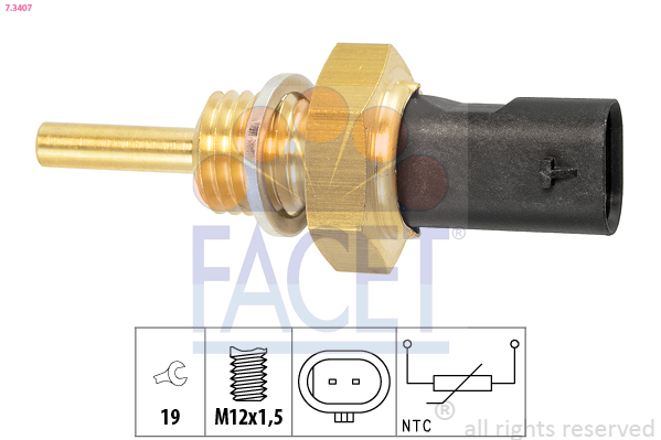 Sensore, temperatura refrigerante FACET 7.3407