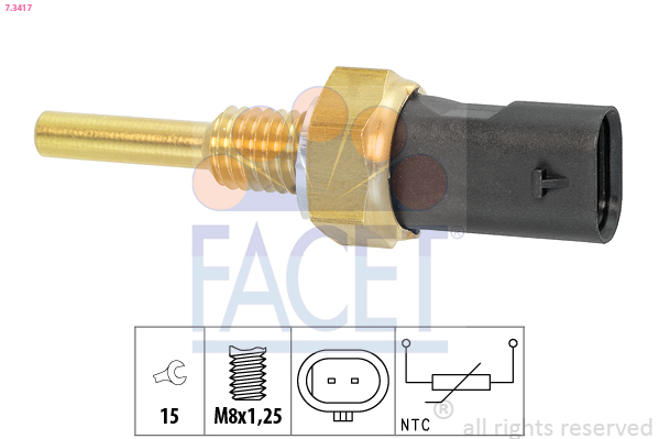 Sensore, temperatura refrigerante FACET 7.3417