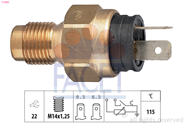 Sensore, temperatura refrigerante FACET 7.3506