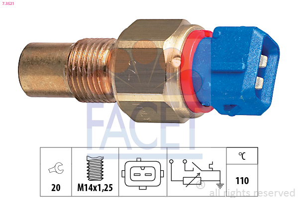 Sensore, temperatura refrigerante FACET 7.3521