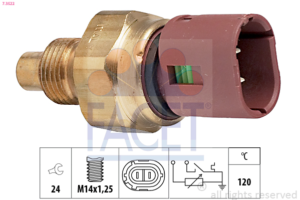 Sensore, temperatura refrigerante FACET 7.3522