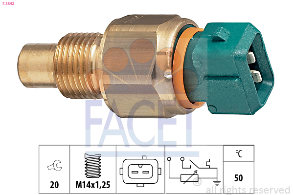 Sensore, temperatura refrigerante FACET 7.3542