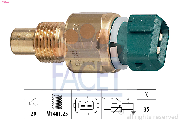 Sensore, temperatura refrigerante FACET 7.3548